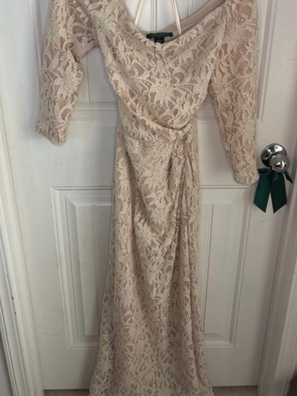 Ralph Lauren Champagne Lace Wrap Maxi Dress